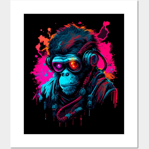 Cyberpunk Monkey Wall Art by AI INKER